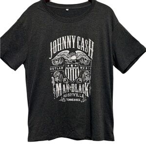 Johnny Cash Graphic Man In Black T-Shirt Large